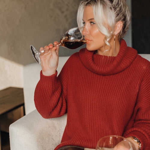 Ava & Eva Red Turtleneck Knit Sweater