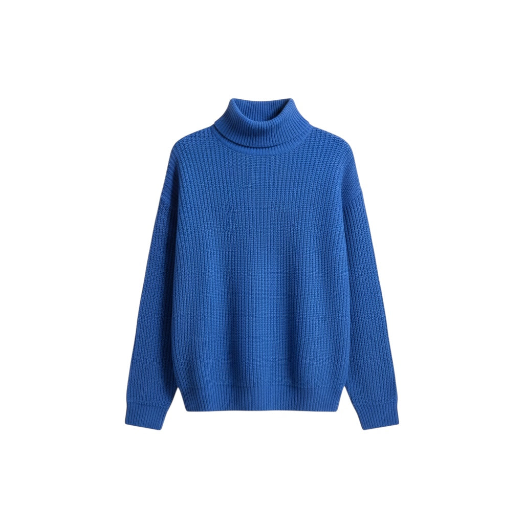 &Me Cobalt Ribbed Turtleneck Knit Sweater