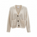 Mini Mango Cream Ribbed Knit Button Cardigan