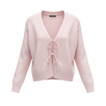 Soft Pink Tie-Front Knit Cardigan
